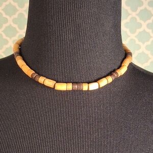 Earth Tone Boho Brown Handmade Wood Beaded Necklace